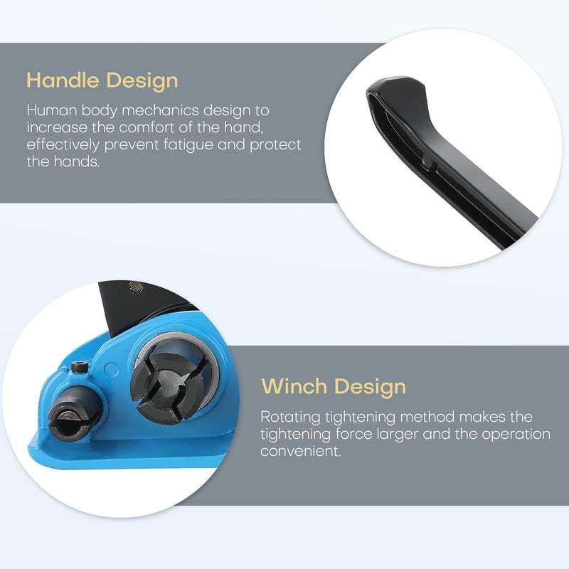 weyleity Poly Strapping Tensioner & Cutter Manual Strapping Tools Heavy Duty Manual Strapping Tensioner Cutter Cord Strapping Machine Windlass for 1/2" -3/4" Width Polyester Polyproplyn Strap (Blue) - Image 3